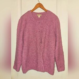 Appleseed's Women's Large Purple Long Sleeve Button Cardigan Sweater SOFT